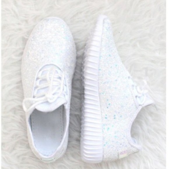 White glitter/sparkle Lace up sneakers FIRM - Picture 3 of 5